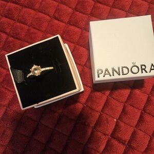 Pandora Gold Ring with Sparkling Clear Gem